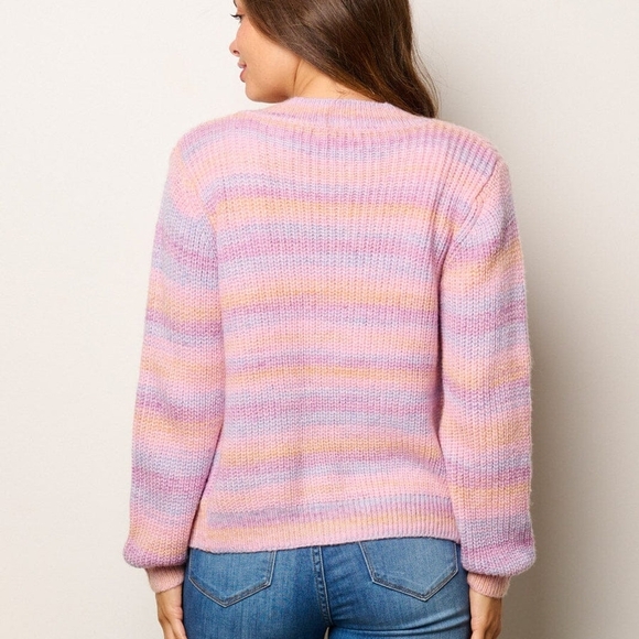 Pastel Striped Women's Sweater Set - Picture 3 of 8